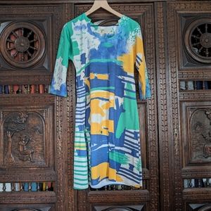 Maximalist 3/4 sleeve swing dress